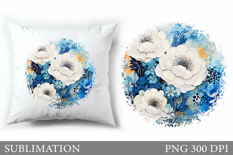 Floral Sublimation. Flowers Pillow Sublimation