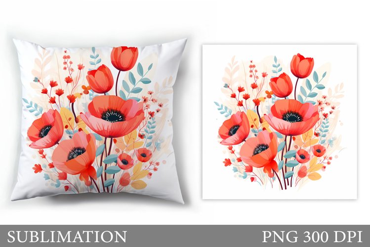 Flowers Sublimation. Wildflowers Pillow Sublimation example image 1
