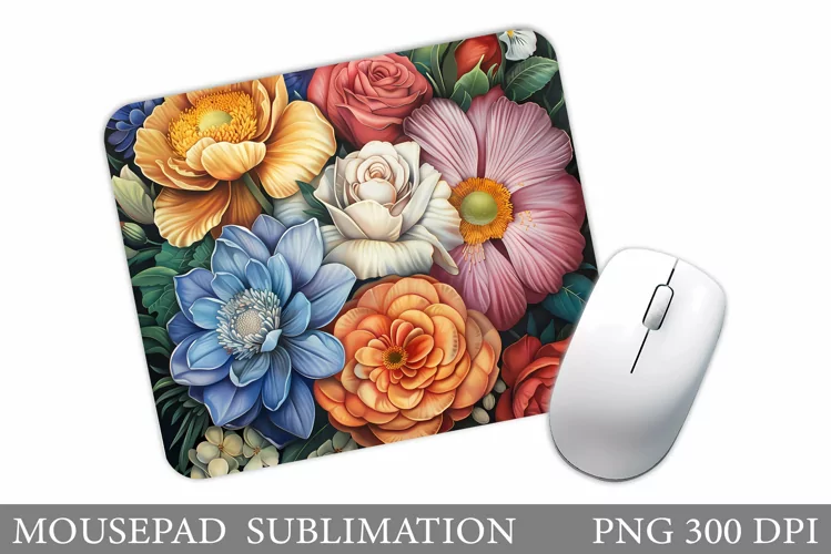 Flowers Mouse Pad Sublimation. Floral Mouse Pad Design
