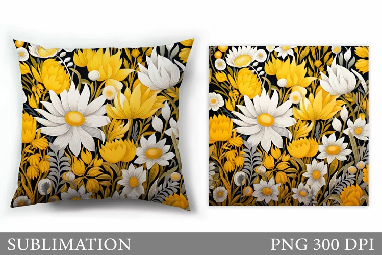 Wildflowers Pillow Sublimation. Flowers Sublimation