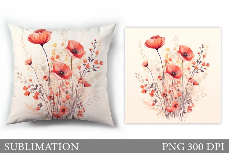 Flowers Sublimation. Wildflowers Pillow Sublimation