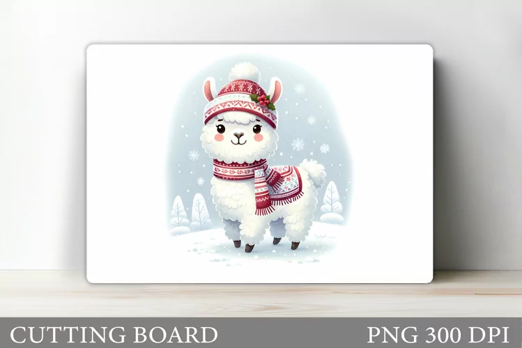Christmas Lama Cutting Board. Christmas Cutting Board