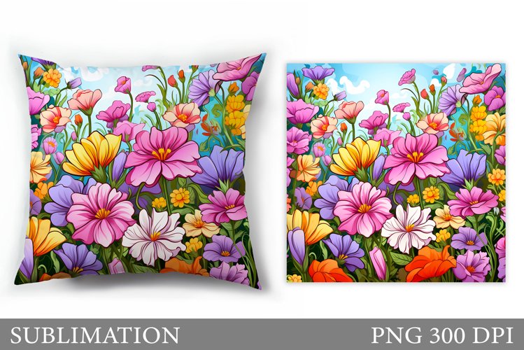 Floral Sublimation. Flowers Pillow Sublimation
