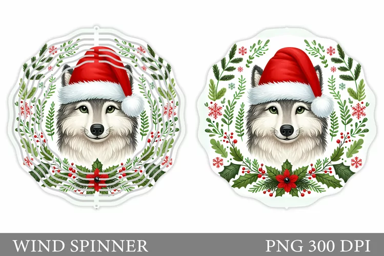 Christmas Wolf Wind Spinner. Christmas Wind Spinner Design
