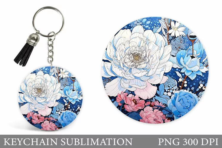 Flowers Keychain Sublimation. Flowers Keychain Design