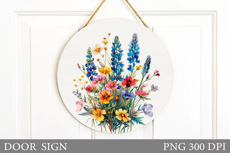 Wildflowers Door Sign Sublimation. Flowers Door Sign Design
