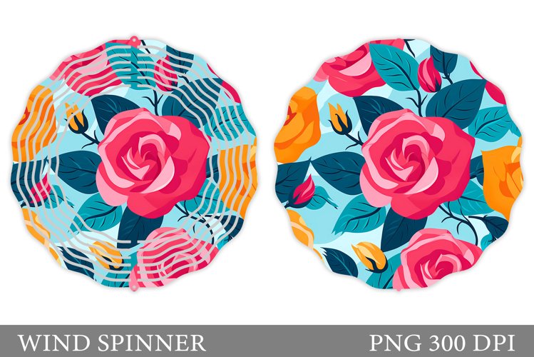 Roses Wind Spinner Sublimation. Floral Wind Spinner Design example image 1