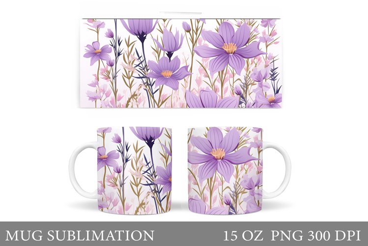 Flowers Mug Wrap Design. Flowers Mug Sublimation