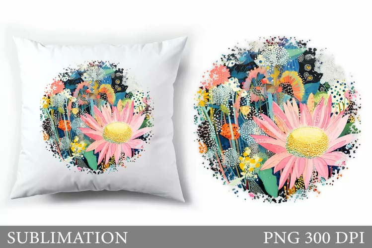Floral Sublimation. Flowers Pillow Sublimation