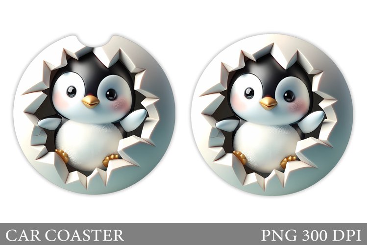 Cute Penguin Car Coaster. Cute Penguin Coaster Sublimation