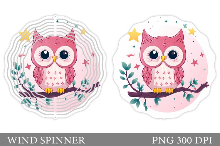 Cute Owl Wind Spinner Design. Owl Wind Spinner Sublimation example image 1