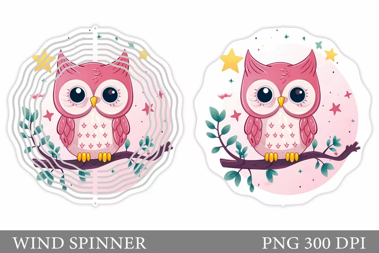 Cute Owl Wind Spinner Design. Owl Wind Spinner Sublimation