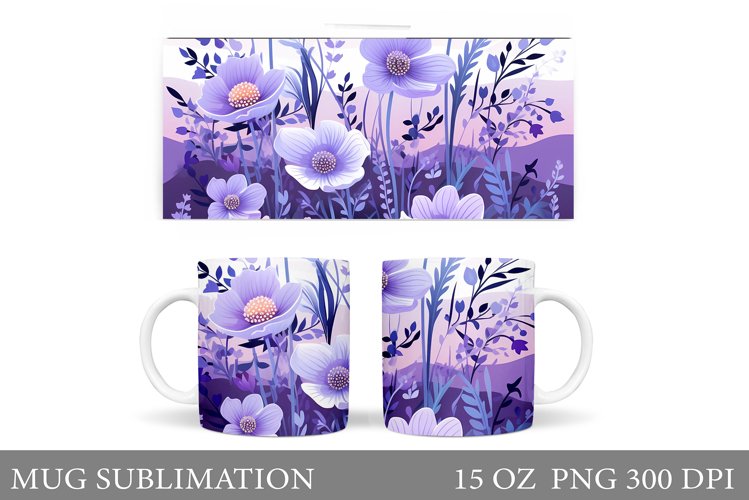 Flowers Mug Sublimation. Floral Mug Wrap Design example image 1