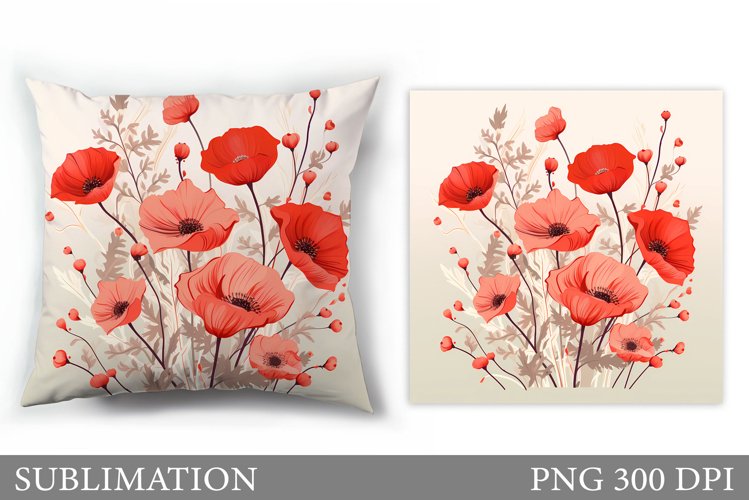 Flowers Sublimation. Wildflowers Pillow Sublimation example image 1