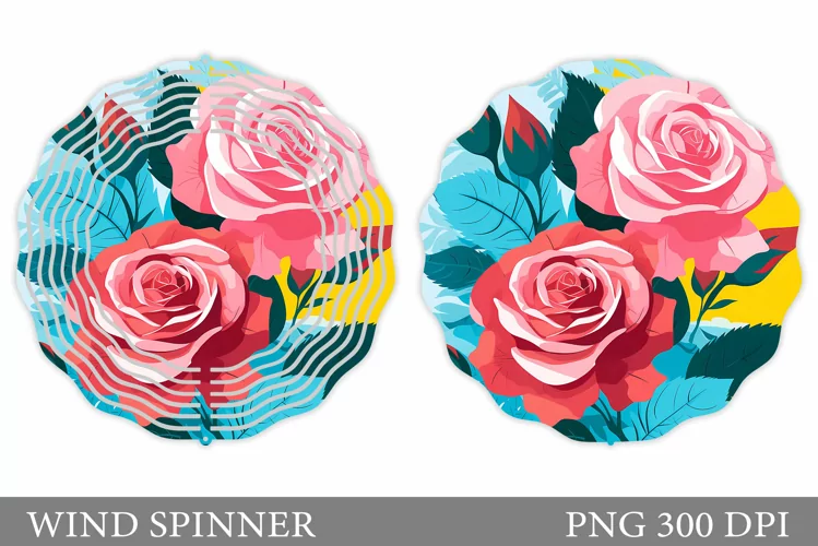 Roses Wind Spinner Design. Flowers Wind Spinner Sublimation