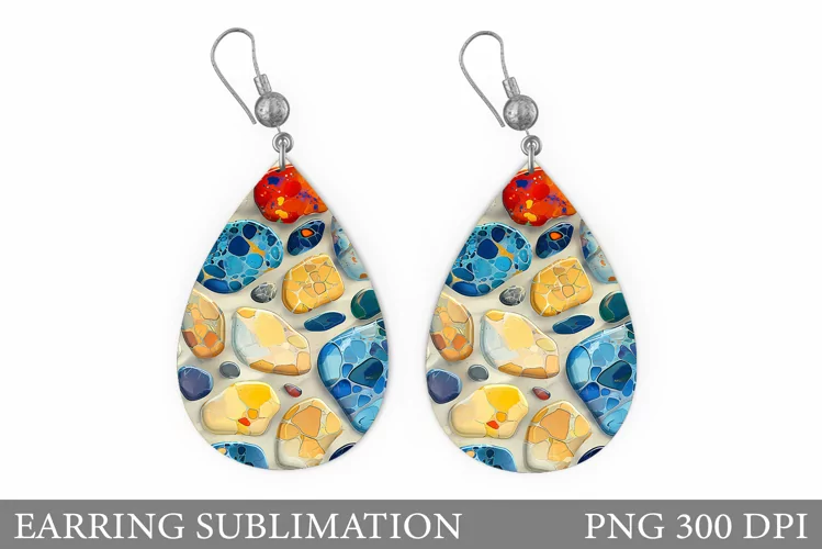Stones Teardrop Earring Design. Stones Earring Sublimation