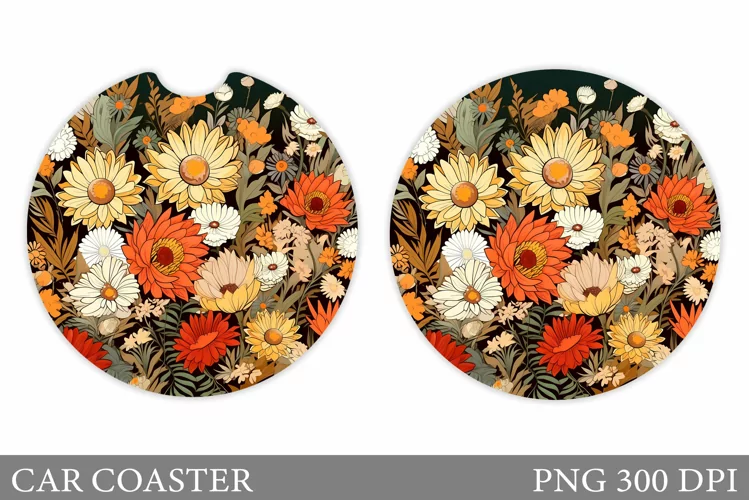 Flowers Car Coaster Design. Flowers Car Coaster Sublimation