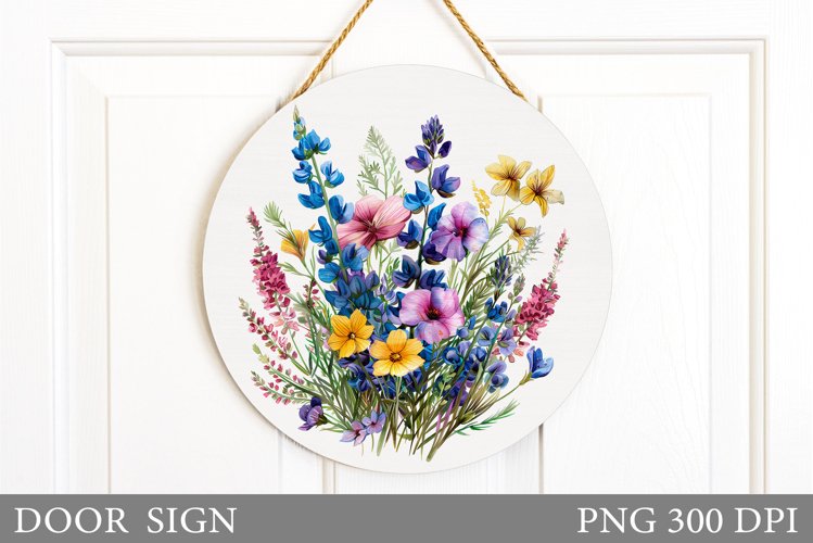 Flowers Door Sign Design. Wildflowers Door Sign Sublimation example image 1