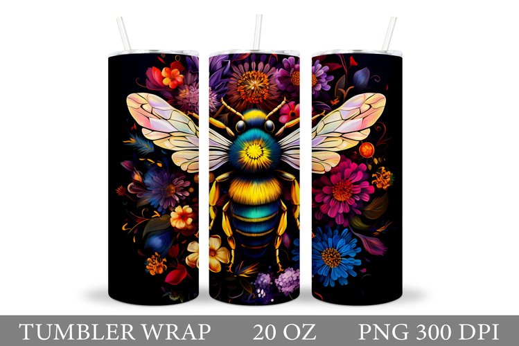 Bee Tumbler Design. Flowers Tumbler Sublimation