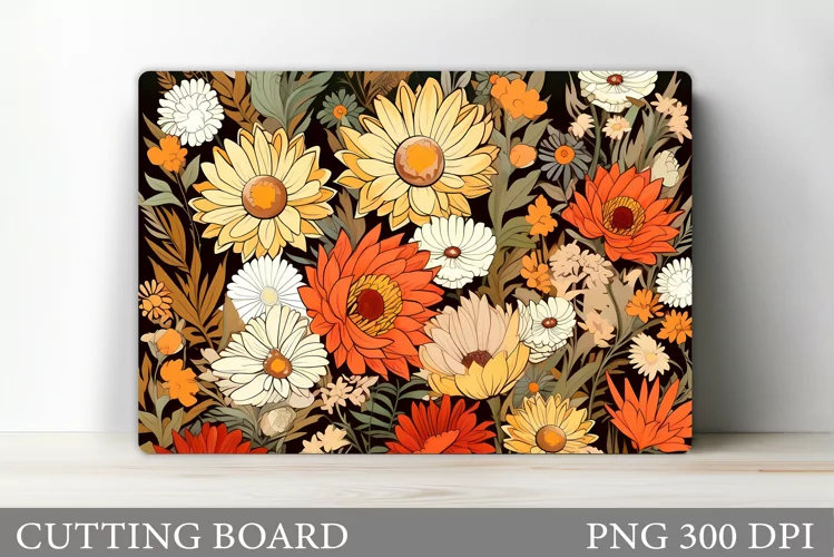 Flowers Cutting Board. Kitchen Cutting Board Sublimation