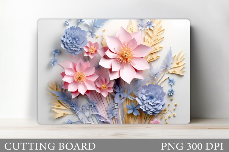 3D Flowers Cutting Board Design. Flowers Sublimation example image 1