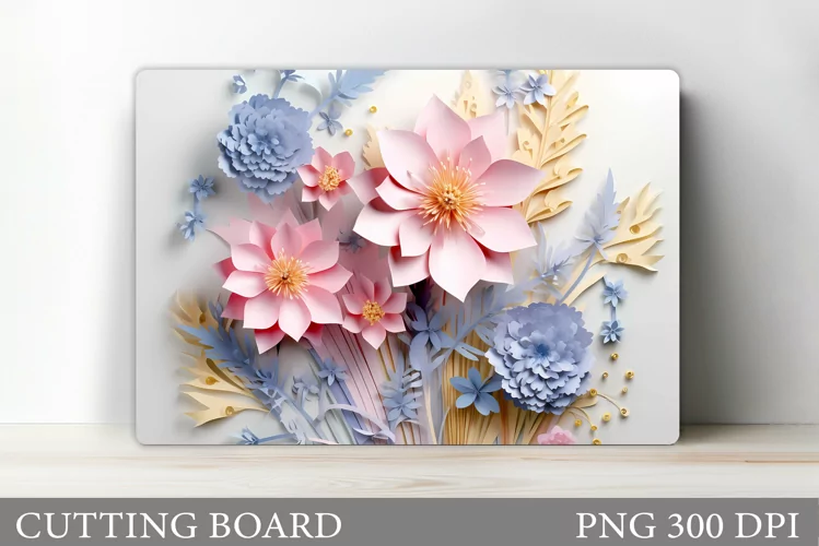 3D Flowers Cutting Board Design. Flowers Sublimation