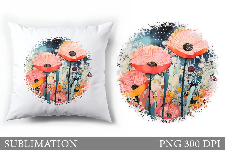 Flowers Pillow Sublimation. Floral Sublimation example image 1