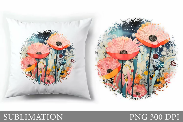 Flowers Pillow Sublimation. Floral Sublimation