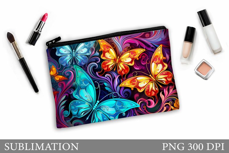 Butterflies Makeup Bag Design. Butterflly Sublimation example image 1