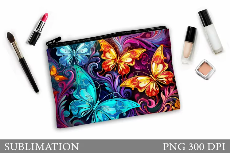 Butterflies Makeup Bag Design. Butterflly Sublimation