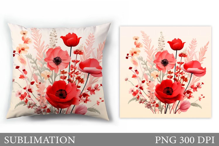 Wildflowers Pillow Sublimation. Flowers Sublimation