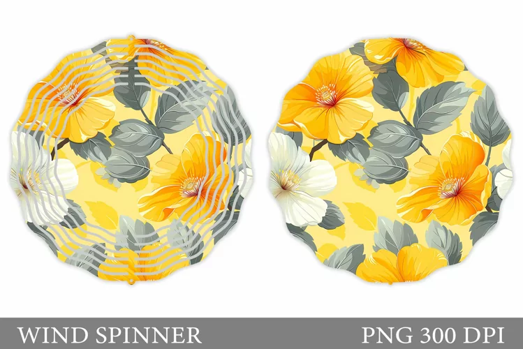 Flowers Wind Spinner Design. Floral Wind Spinner Sublimation