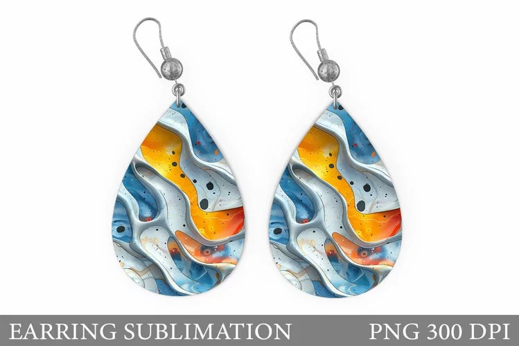 Abstract Earring Sublimation. Teardrop Abstract Earring