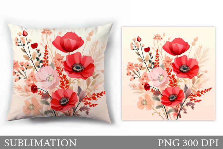 Flowers Sublimation. Wildflowers Pillow Sublimation