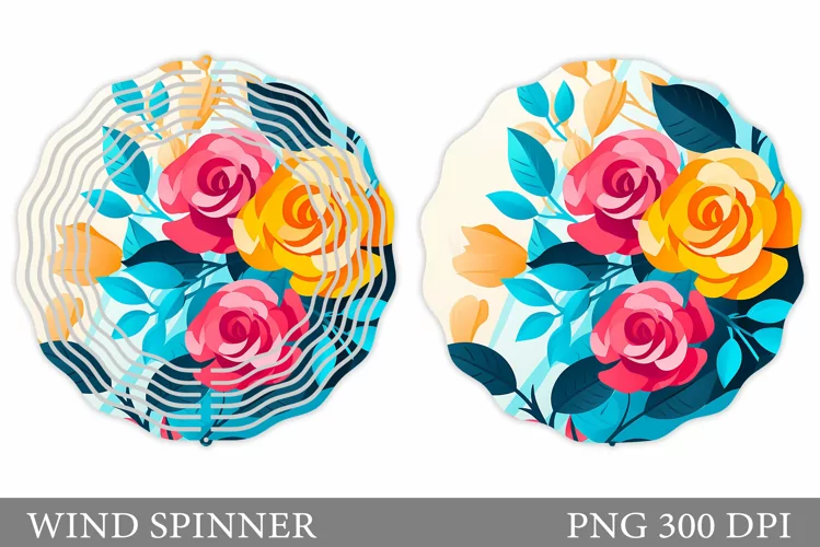Roses Wind Spinner Sublimation. Floral Wind Spinner Design