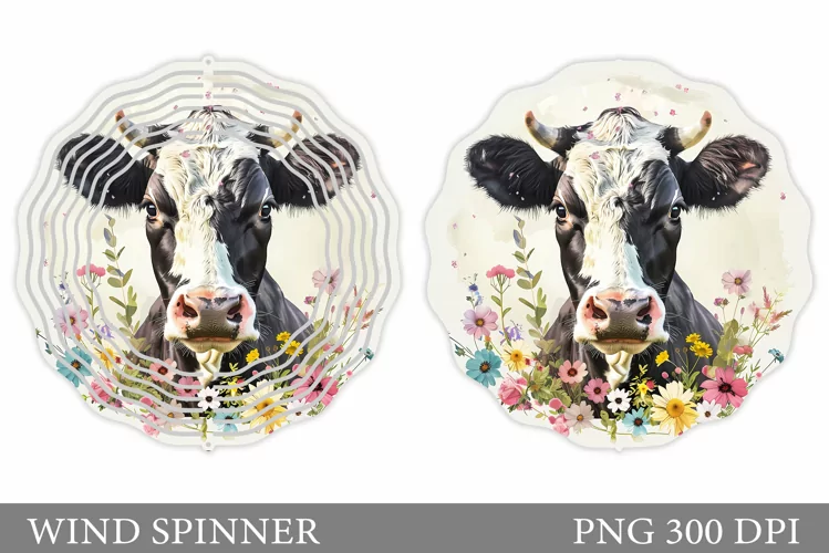 Cute Cow Wind Spinner Design. Cute Cow Sublimation