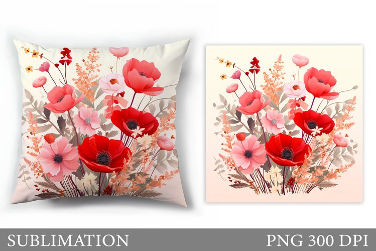 Flowers Sublimation. Wildflowers Pillow Sublimation
