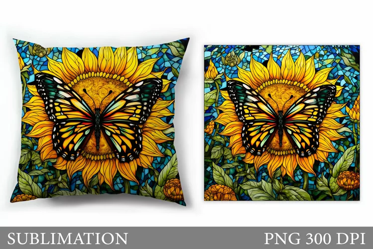 Butterfly Pillow Sublimation. Butterfly Flowers Sublimation