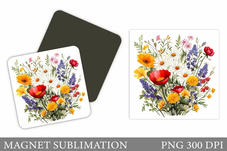 Wildflowers Magnet Sublimation. Flowers Magnet Design