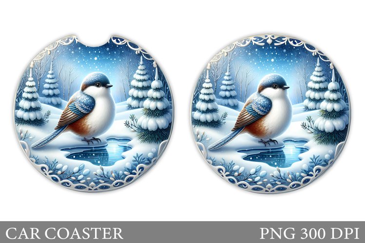 Christmas Bird Car Coaster. Christmas Car Coaster Design example image 1