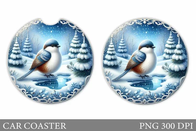 Christmas Bird Car Coaster. Christmas Car Coaster Design