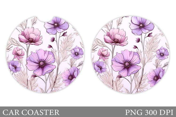 Flowers Car Coaster Design. Summer Car Coaster Template example image 1