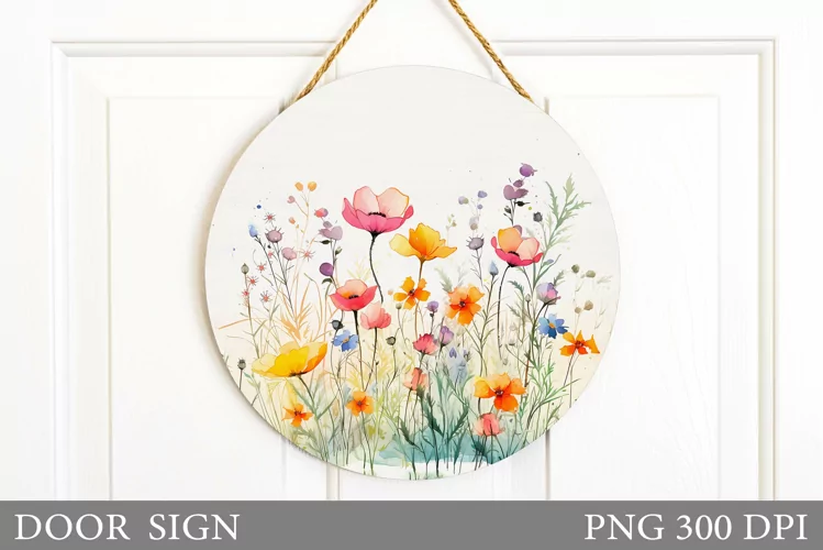 Wildflowers Door Sign Sublimation. Flowers Door Sign Design