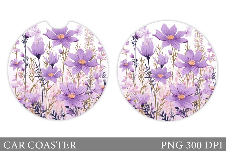Flowers Car Coaster Design. Summer Car Coaster Template example image 1