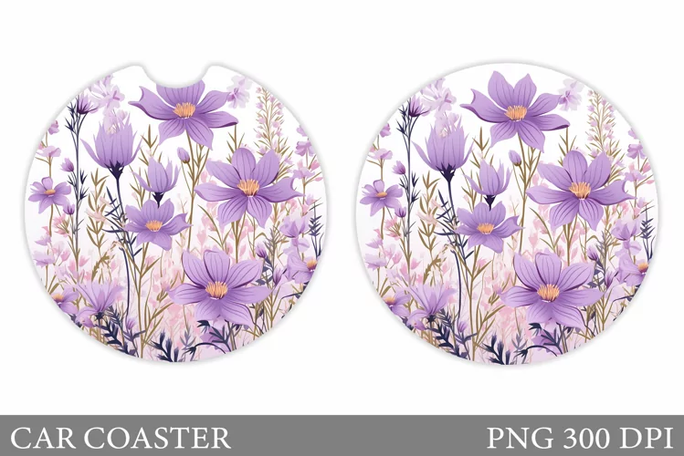 Flowers Car Coaster Design. Summer Car Coaster Template