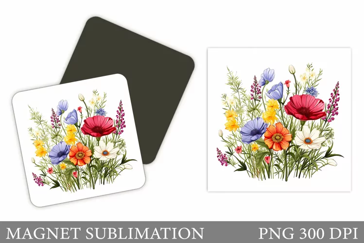 Wildflowers Magnet Design. Flowers Magnet Sublimation