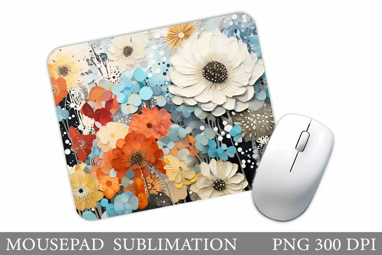 Flowers Mouse Pad Sublimation. Floral Mouse Pad Design