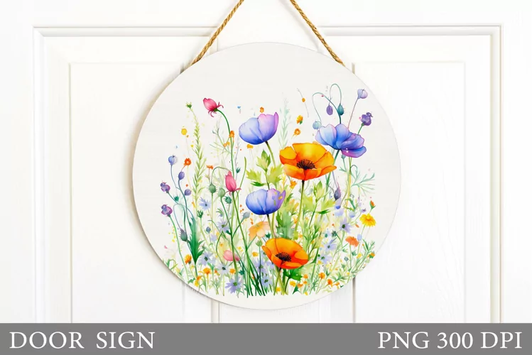 Wildflowers Door Sign Sublimation. Flowers Door Sign Design