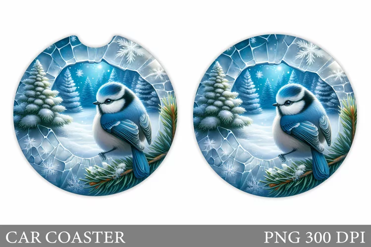 Christmas Bird Car Coaster. Christmas Car Coaster Design