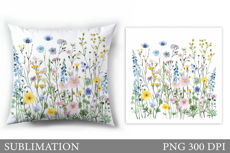 Floral Sublimation. Wildflowers Pillow Sublimation example image 1